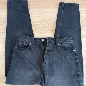 Zara Dark Gray High-Waisted Straight Jeans